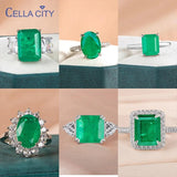 Emerald Gemstone Ring Women 925 Sterling Silver Party Gift