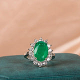 Emerald Gemstone Ring Women 925 Sterling Silver Party Gift