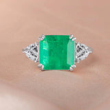 Emerald Gemstone Ring Women 925 Sterling Silver Party Gift