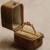925 Silver 14K Plated Orange Zircon Retro Ring Wedding Jewelry