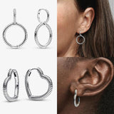 925 Silver Crown Love Heart Stud Earrings