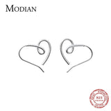 925 Silver Heart Stud Earrings Fine Jewelry Wedding Gift