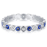 Trumium Sterling Silver Eye Ring Charm Wedding Eternity Rings for Women