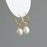 925 Silver Pearl Hanging Stud Earrings Gothic Charming