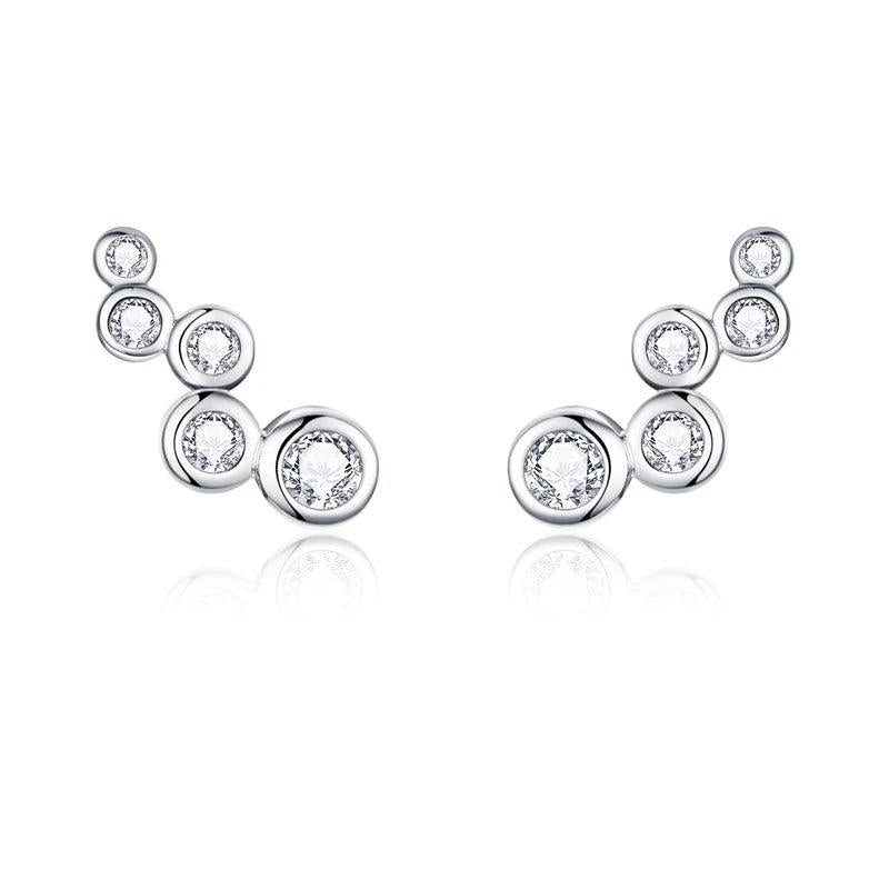 925 Silver Geometric Zircon Earrings Engagement Party Gift
