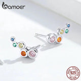 925 Silver Geometric Zircon Earrings Engagement Party Gift