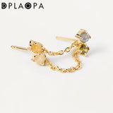 925 Silver Rainbow Chain Stud Earring Rock Punk Jewelry