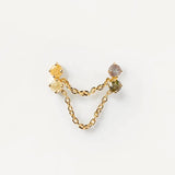 925 Silver Rainbow Chain Stud Earring Rock Punk Jewelry