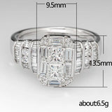 Vintage Zircon 925 Silver Engagement Wedding Band Ring for Women