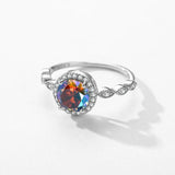 925 Silver Rainbow Zircon CZ Ring Women Wedding Jewelry