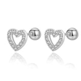 925 Sterling Silver Heart CZ Stud Earrings for Women Wedding Gift