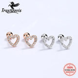 925 Sterling Silver Heart CZ Stud Earrings for Women Wedding Gift