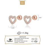925 Sterling Silver Heart CZ Stud Earrings for Women Wedding Gift