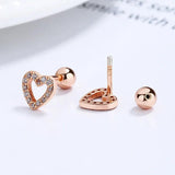 925 Sterling Silver Heart CZ Stud Earrings for Women Wedding Gift