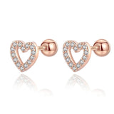925 Sterling Silver Heart CZ Stud Earrings for Women Wedding Gift