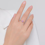 925 Silver Opal 6 Geometric Shape Rings Adjustable Link Chain for Women