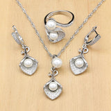 925 Silver Pearl Zircon Wedding Jewelry Set