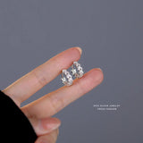 925 Silver Zircon Leaf Earrings for Women Girl Jewelry Accessories