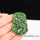 Natural Green Chinese Jade Dragon Pendant Necklace for Women and Men
