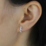 Arabic Love Letter Earrings Micro Pave 5A CZ 925 Sterling Silver