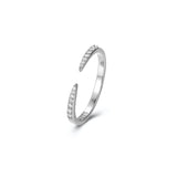 925 Silver Open Twing Rings Clear CZ Tiny Winter Wedding Fine Jewelry