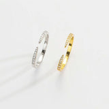 925 Silver Open Twing Rings Clear CZ Tiny Winter Wedding Fine Jewelry