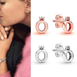 925 Silver Pan Earrings Crown O-shaped Pan Earrings Women Wedding Gift Jewelry