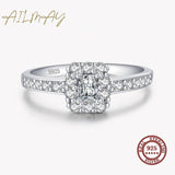 925 Silver Zirconia Rectangle Finger Ring For Women Wedding Gift