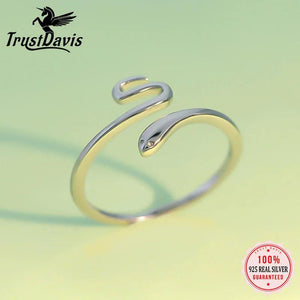 TrustDavis 925 Silver Snake Cocktail Ring Gift For Women DA620