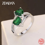 925 Silver Charm Heart Aquamarine Ring Wedding Jewelry Gift