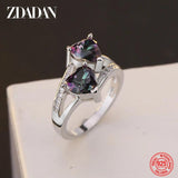 925 Silver Charm Heart Aquamarine Ring Wedding Jewelry Gift