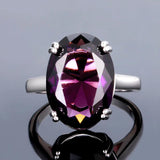 Dark Purple Amethyst Oval Silver Ring 925 Jewelry For Women