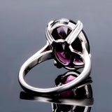 Dark Purple Amethyst Oval Silver Ring 925 Jewelry For Women