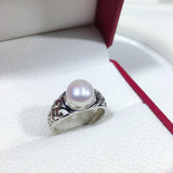 Natural Freshwater Pearl 925 Silver Retro Ring for Women