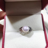 Natural Freshwater Pearl 925 Silver Retro Ring for Women