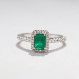 925 Silver Green Tourmaline Paraiba Ring For Women Engagement Wedding