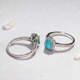 925 Silver Green Tourmaline Paraiba Ring For Women Engagement Wedding