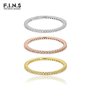 Minimalist 100% S925 Sterling Silver Zircon Rings for Women Men