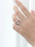 925 Sterling Silver A-Z Letter Alphabet Charm Name Ring Adjustable Opening