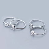 925 Sterling Silver A-Z Letter Alphabet Charm Name Ring Adjustable Opening