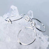 925 Sterling Silver A-Z Letter Alphabet Charm Name Ring Adjustable Opening