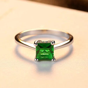 Square Zircon Finger Rings 925 Sterling Silver Jewelry Wedding Band Ring