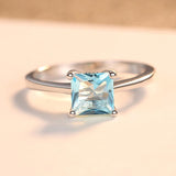 Square Zircon Finger Rings 925 Sterling Silver Jewelry Wedding Band Ring