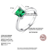 Square Zircon Finger Rings 925 Sterling Silver Jewelry Wedding Band Ring