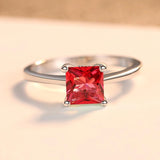 Square Zircon Finger Rings 925 Sterling Silver Jewelry Wedding Band Ring