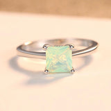 Square Zircon Finger Rings 925 Sterling Silver Jewelry Wedding Band Ring
