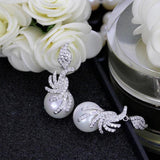 Vintage Pearl Zircon Dangle Earrings for Women Wedding