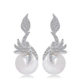 Vintage Pearl Zircon Dangle Earrings for Women Wedding
