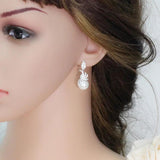 Vintage Pearl Zircon Dangle Earrings for Women Wedding