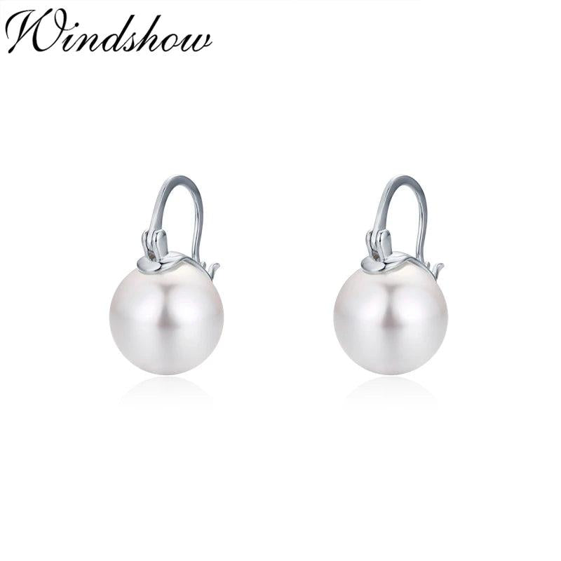 925 Silver Faux Pearl Drop Dangle Earrings for Women